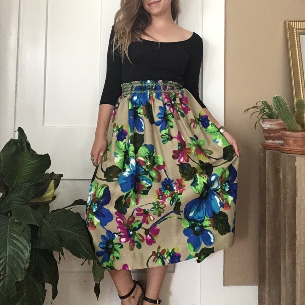 Midi hand sewn floral skirt